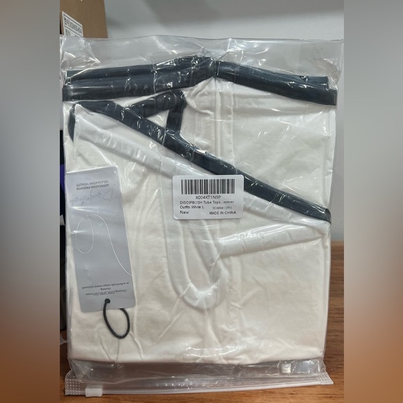 Y2K Strapless White with Black Trim Tube Top Womens L Asymmetric Crop Top New - Picture 6 of 6